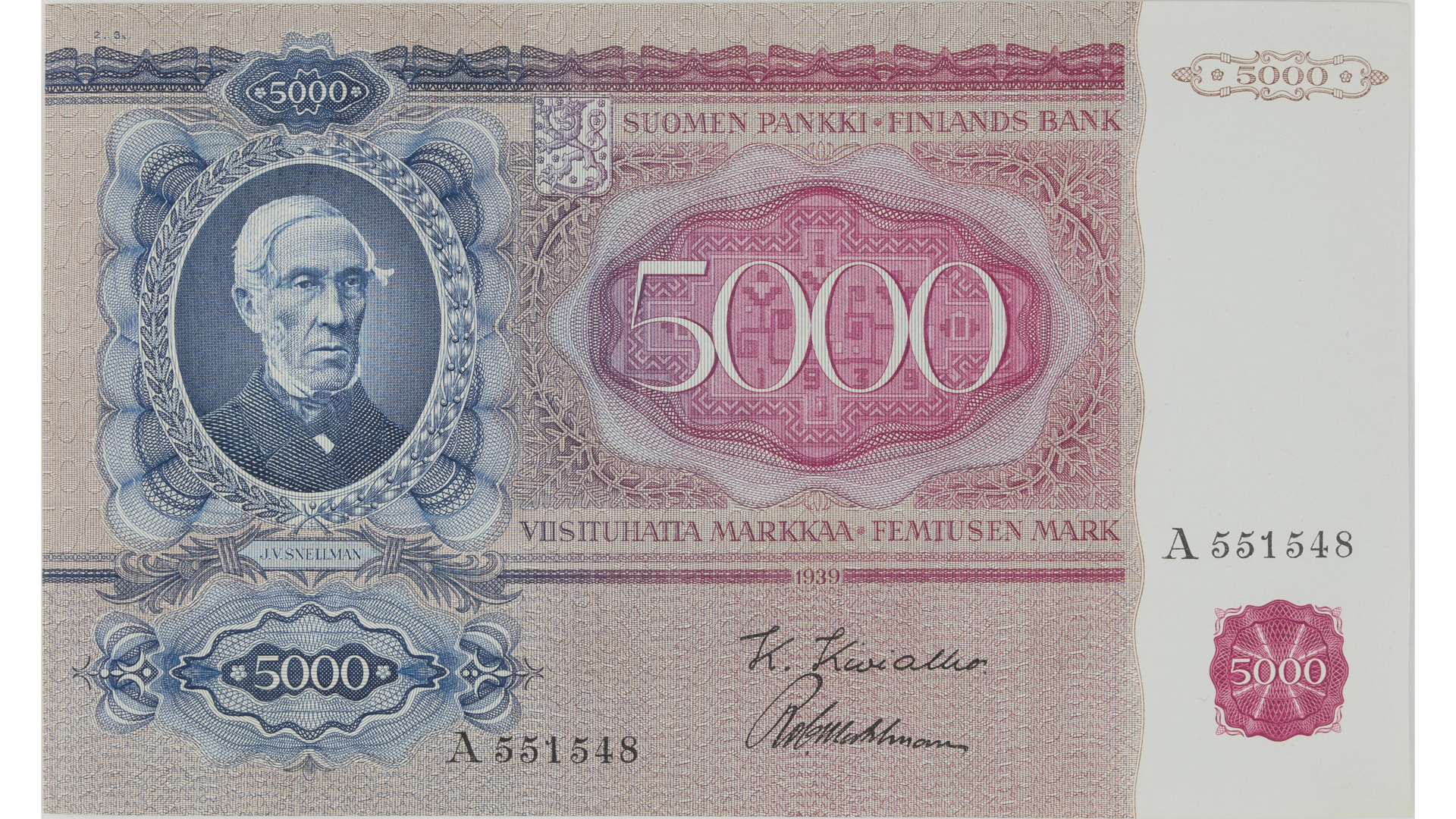 5000 mark sedel 1940